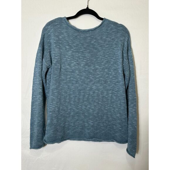 Marled Women's Blue Long Sleeve Anchor Sweater Lightweight Size M Blue Marled - Picture 3 of 4